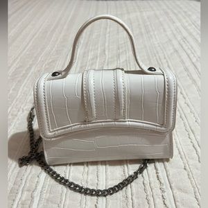 Zara white mock croc top handle/cross body bag